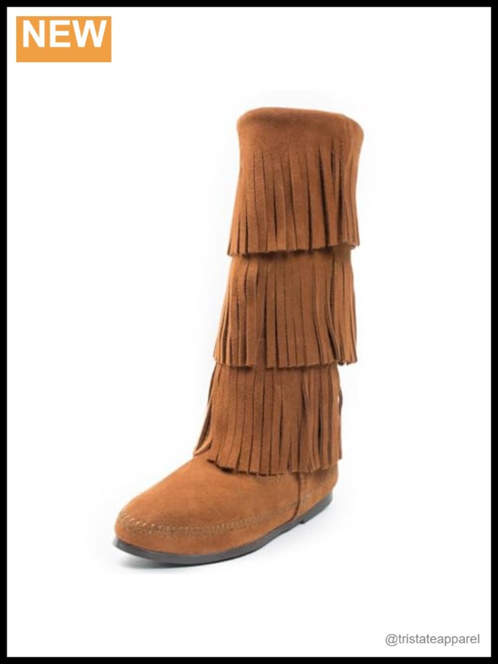 Minnetonka 3 Layer Fringe Suede Boot 12in Shaft Knee High Casual